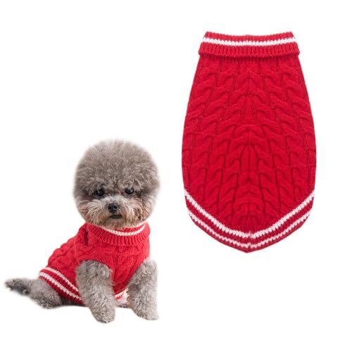 Rollkragenpullover Hundepullover Warm Haustier Winter Kleidung Outfits Winter gestrickt Haustier Pullover Welpe Pullover Mantel Weste Strickwaren Kleidung für kleine mittlere Hunde und Katzen (Rosa) von RevpoltIQ