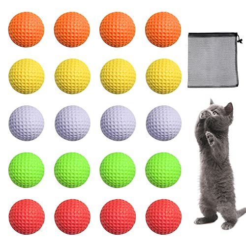 Reyshin 20 Stück Katzenbälle, Interaktives Katzenspielzeug Ball Golfbälle aus Hochwertigem Schaumstoff, Bälle für Katzen und Welpen 4,2cm (20, 5 Farben) von Reyshin