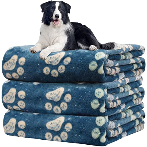 Hundedecke, waschbar fleecedecke, katzendecke, 3 Pack Weiche Warme Haustier Decken für Kleine Mittlere Hunde Katzen, Mit niedlichem Knochen-Druck, Haustierdecke Schlafmatte für Sofa Bett,106 * 76CM von Rezutan