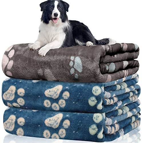 Hundedecke, waschbar fleecedecke, katzendecke, 3 Pack Weiche Warme Haustier Decken für Kleine Mittlere Hunde Katzen, Mit niedlichem Knochen-Druck, Haustierdecke Schlafmatte für Sofa Bett,106 * 76CM von Rezutan