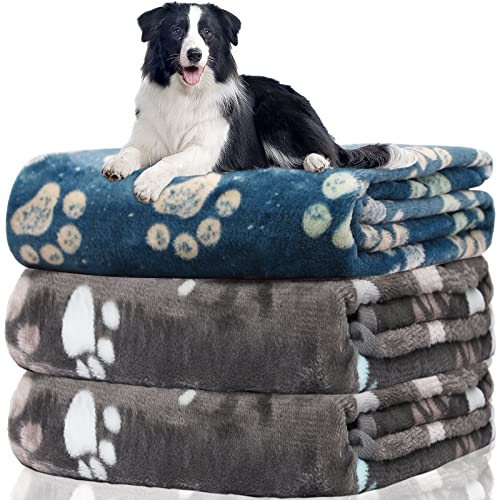 Hundedecke, waschbar fleecedecke, katzendecke, 3 Pack Weiche Warme Haustier Decken für Kleine Mittlere Hunde Katzen, Mit niedlichem Knochen-Druck, Haustierdecke Schlafmatte für Sofa Bett,106 * 76CM von Rezutan