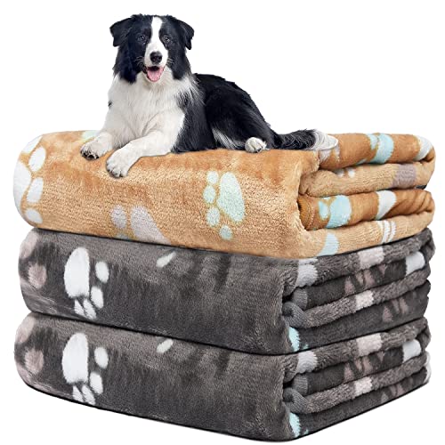 Hundedecke, waschbar fleecedecke, katzendecke, 3 Pack Weiche Warme Haustier Decken für Kleine Mittlere Hunde Katzen, Mit niedlichem Knochen-Druck, Haustierdecke Schlafmatte für Sofa Bett,106 * 76CM von Rezutan