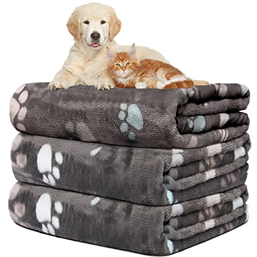 Hundedecke, waschbar fleecedecke, katzendecke, 3 Pack Weiche Warme Haustier Decken für Kleine Mittlere Hunde Katzen, Mit niedlichem Knochen-Druck, Haustierdecke Schlafmatte für Sofa Bett,76 * 52CM von Rezutan