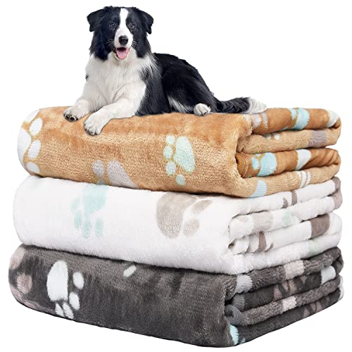 Hundedecke Sofa, waschbar Decke Für Sofa, Hundedecke Flauschig, Fleecedecke Hunde, 3 Pack Weiche Warme Haustier Decken, Mit niedlichem Knochen-Druck,Für eine Vielzahl von Haustieren,106 * 76CM von Rezutan