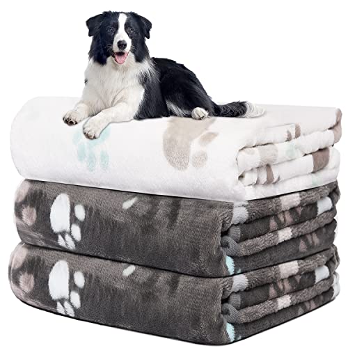 Hundedecke Sofa, waschbar Decke Für Sofa, Hundedecke Flauschig, Fleecedecke Hunde, 3 Pack Weiche Warme Haustier Decken, Mit niedlichem Knochen-Druck,Für eine Vielzahl von Haustieren,106 * 76CM von Rezutan