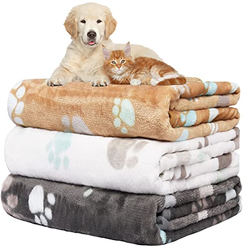 Hundedecke Sofa, waschbar Decke Für Sofa, Hundedecke Flauschig, Fleecedecke Hunde, 3 Pack Weiche Warme Haustier Decken, Mit niedlichem Knochen-Druck,Für eine Vielzahl von Haustieren,76 * 52CM von Rezutan