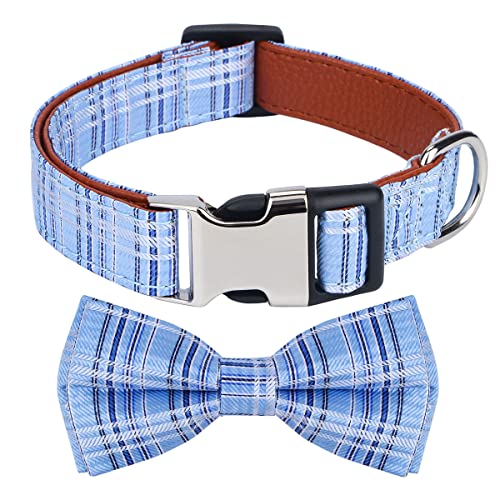 Rhea Rose Hundehalsband mit Fliege für Mädchen oder Jungen Geschenk Weiche dauerhafte Fliege Blau Tartan Plaid kleine von Rhea Rose