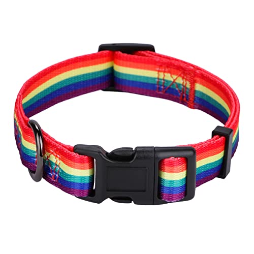 Rhea Rose Flag Pride Regenbogen-Hundehalsbänder für kleine, mittelgroße und große Hunde, Regenbogenfarben, L von Rhea Rose