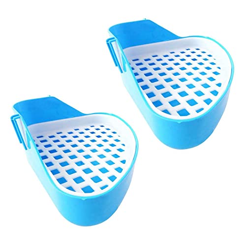 Rheross 2X Hase Toilette MüLleimer, Kleines Tier Ecke TöPfchen, Ecke für Haustier Abfälle für Kaninchen, Hamster (Blau) von Rheross