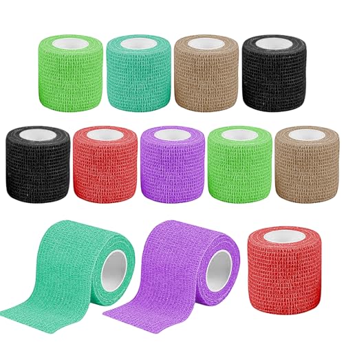 12pcs Selbsthaftende Bandage,5cmx4,5cm Selbstklebender Verband Cohesive Bandages Elastisch Pet Vet Wrap für Pferde,Hunde & Menschen - Selbsthaftende & elastische Bandage - Haftbandage selbstklebend von Rhsemi