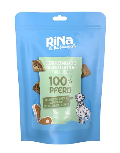 RiNa 100% Pferd - Rohfutter für Hunde | aus 500g frischem Pferdefleich pro 100g | Eindrucksvoller Proteinlieferant durch gefriergetrocknetes Pferdefleisch | Welt des reinen Genusses | 90g von RiNa & the Snaxperts