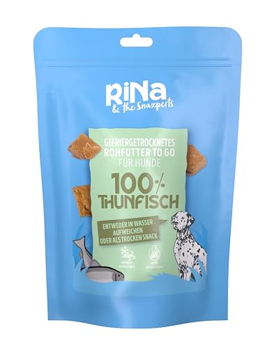 RiNa 100% Thunfisch - Rohfutter für Hunde | 500g frischer Thunfisch pro 100g | Reich an Protein | Unterstützt die allgemeine Gesundheit und das Immunsystem | Leicht und lang haltbar | 90g von RiNa & the Snaxperts