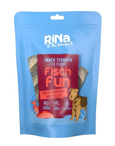 RiNa's Fisch Fun 100% Kabeljau & Lachs - 80g - Snack-Stangen für Hunde - Hundeleckerli - ohne Zusatzstoffe - 100% Fischhaut - Hunde-Snack von RiNa & the Snaxperts