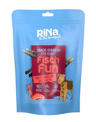 RiNa's Fisch Fun 100% Kabeljau & Lachs - 140g - gefüllte Snack-Stangen für Hunde - Hundeleckerli - natürlich getrocknet - 100% Fischhaut - Hunde-Snack von RiNa & the Snaxperts