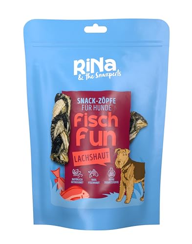 RiNa Fisch Fun Lachshaut, Snack-Zöpfe für Hunde, 140g von RiNa & the Snaxperts