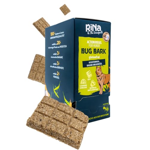 RiNa Hundeleckerli | Riegelbox 10x Bug Bark I Glutenfreier Snack für spezielle Ernährungsbedürfnisse I Hochwertiges Leckerchen mit Insektenmehl von RiNa & the Snaxperts