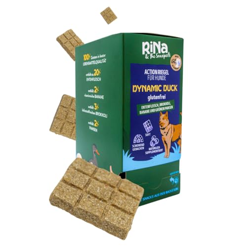 RiNa Hundeleckerli - Riegelbox 10x Dynamic Duck - Glutenfrei - Entenfleisch für Starke Muskeln - Brokkoli, Banane & grüner Pansen - Made in Germany von RiNa & the Snaxperts