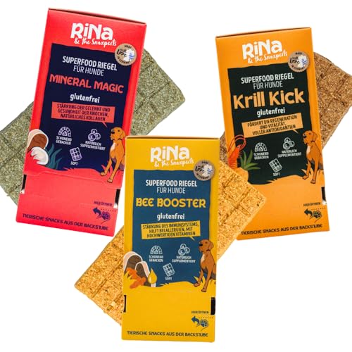 RiNa Superfood Hundekuchen - 3 Boxen à 10 Riegel - Probierpaket - Schonend gebacken, Soft, leicht portionierbar, gut verdaulich - Made in Germany von RiNa & the Snaxperts