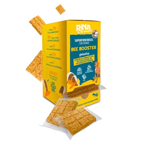 RiNa Superfood Hundekuchen - Riegelbox 10x Bee Booster - Getrocknetes Lammfleisch - Bienenpollen, Propolis & Ziegenkolostrum - Made in Germany von RiNa & the Snaxperts