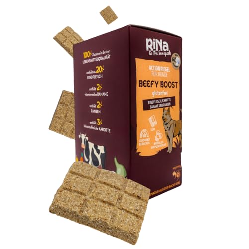 RiNa Superfood Hundekuchen - Riegelbox 10x Beefy Boost - Glutenfrei & ohne Zusatzstoffe -Rindfleisch, Karotte, Pansen & Banane - Made in Germany von RiNa & the Snaxperts