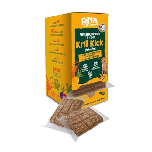 RiNa Superfood Hundekuchen I Riegelbox 10x Krill Kick | Krillmehl und -öl aus der Antarktis | Gut für Herz, Kreislaufsystem & Leber | Made in Germany von RiNa & the Snaxperts