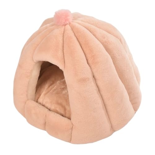 RiRaku Creative Pet Products Deep Sleep Hundenest Katzennest, halbgeschlossenes Katzennest, dicker und warmer Hut, Haustiernest (Farbe: Khaki, Größe: 48 x 48 x 45) von RiRaku