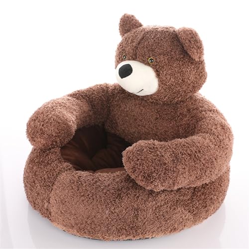 RiRaku Four Seasons Universal-Hundenest, halbgeschlossenes Katzennest, abnehmbar und waschbar, Katzennest, Hundematte, warmes Haustiernest, Matte, kleiner Hund (Farbe: Kaffee, Größe: L 55 cm) von RiRaku