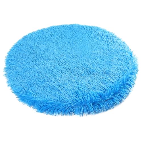 RiRaku Haustierbedarf, Plüschdecken, Hundematten, Katzen- und Hunde-Schlafmatten, Plüschdecken, lange Plüsch-Haustiermatten (Farbe: Blau, Größe: Durchmesser 40 cm) von RiRaku