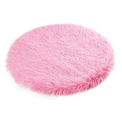 RiRaku Haustierbedarf, Plüschdecken, Hundematten, Katzen- und Hunde-Schlafmatten, Plüschdecken, lange Plüsch-Haustiermatten (Farbe: Rosa, Größe: Durchmesser 100 cm) von RiRaku