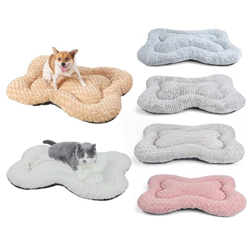 BoLinCo Weiches und bequemes Haustierbett mit rosa Plüsch-Fischschuppenmuster, kreatives Knochenform-Design for Katzen und Hunde (Color : Fish Scale Blue Gray, Size : 90 * 120cm) von BoLinCo