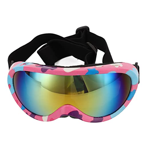 RiToEasysports Anti-UV-Winddichte, wasserdichte Hunde-Sonnenbrille, Verstellbarer Riemen mit PC-Linse und PVC-Rahmen, Modische Doggy-Brille für Outdoor-Aktivitäten (Rosa Blauer Rahmen) von RiToEasysports