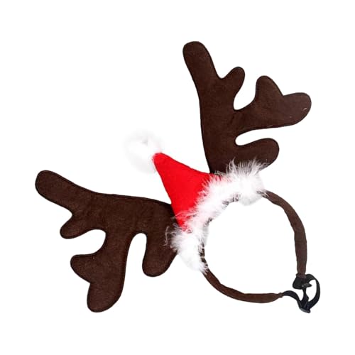 Christmas Dog Antler Headband with Santa Hat, Reindeer Headpiece for Dogs, Light and Comfortable Holiday Costume for Themed Parties and Christmas Gatherings Celebrations Accessroies von Riaisttd