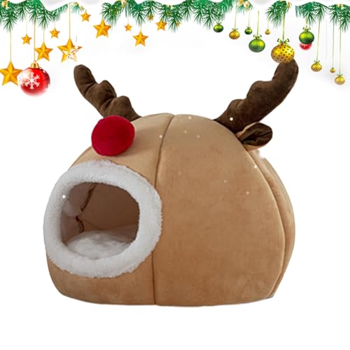 Christmas-Themed Dog Bed | Warm Cat Cave for Seasonal Snuggles | Semi-Enclosed Pet Nest for Cats and Dogs | Washable Dog Tent for Indoor and Outdoor Fun During The Holidays von Riaisttd