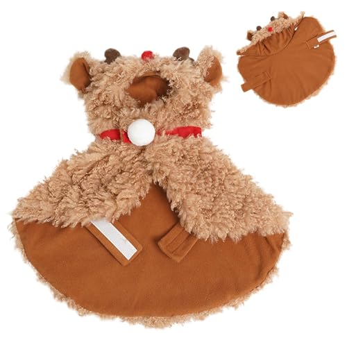 Deer Costume for Dogs, Cat Elk Cloak for Christmas, Plush Reindeer Costume for Pets, Multifunctional Pet Costume, Soft Christmas Pet Outfit, Holiday Costume 11.81x7.87x1.97 inches for Small Dogs von Riaisttd