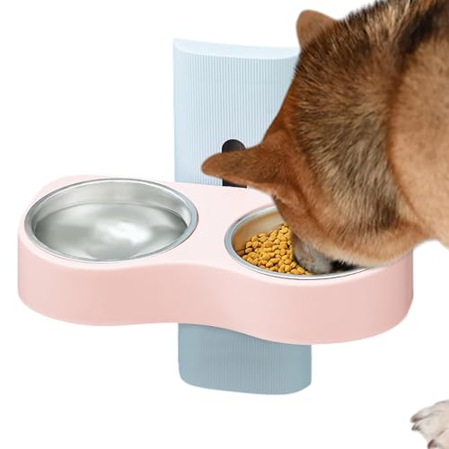 Double Pet Food Bowl, Removable Feeding Bowls for Cats and Dogs, Space-Saving Dog Water and Food Bowls for Small, Medium, Large Pets, Perfect for Feeding Multiple Pets Clean and Convenient von Riaisttd