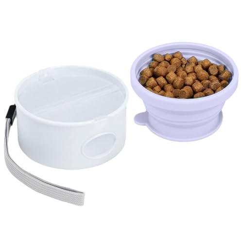 Food Bowl for Dogs, Folding Silicone Pet Treat Dishes with Poop Bag Holder, Portable Pet Food Storage Water Bowl for Camping, Hiking, Backpacking, Traveling von Riaisttd