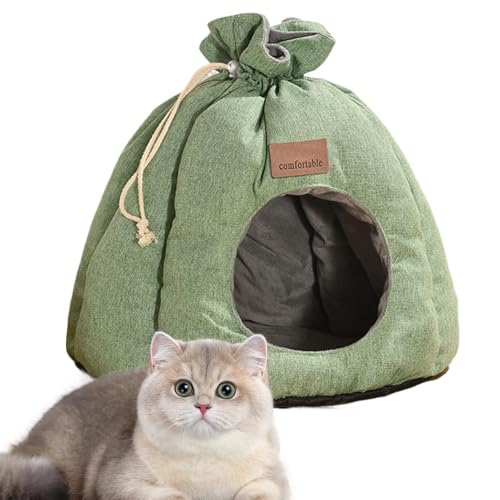 Katzenhöhlenbett, Sackform Haustierbett, Indoor Haustierbett für Katzen, Waschbares Haustierversteck, weiches Winter-Haustierbett, abnehmbare Matte für Haustierbett, rutschfestes Katzenbett, tragbares von Riaisttd