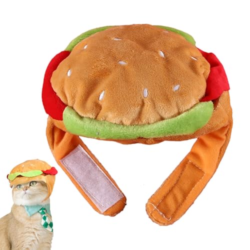 Katzenhüte, lustiges Halloween-Kostüm, Cosplay-Kostüm, Hamburgerhüte, Burger-Form, Welpenzubehör, Kopfbedeckung mit 14 x 15 x 4 cm, für Katzen, Hunde, Welpen und Kätzchen von Riaisttd