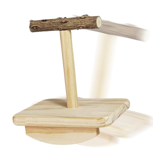 Parrot Perch Rocking Toy, Natural Wood Bird Perches, Portable Birds Stand, 9.45x6.3x9.64in/5.51x3.94x6.1in Bird Chewing Toys, Plaything for Long-Tailed Parakeet von Riaisttd