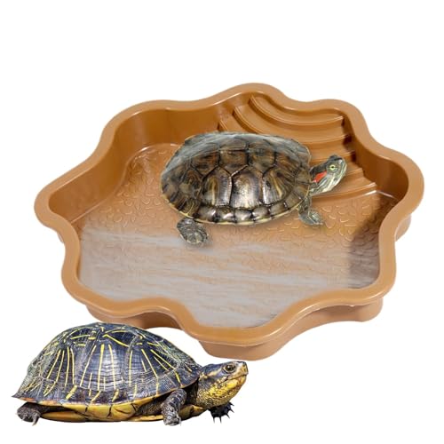 Reptile Bathing Pool, Tortoise Bathtub with Ladder, Multi Use Feeding Dish, 29x27x4.5cm, Aquarium Ornament, Comfortable Soaking for Gecko, Snake, Bearded Dragon, Lizard von Riaisttd