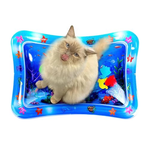 Riaisttd Cat Water Mat, Interactive Pet Toy, Thickened Plaything, 8.66x7.87x0.39 Inches Mat Marine Design, Cool and Comfortable Small Animals, Ideal for Engaging, Refreshing Playtime Cats von Riaisttd