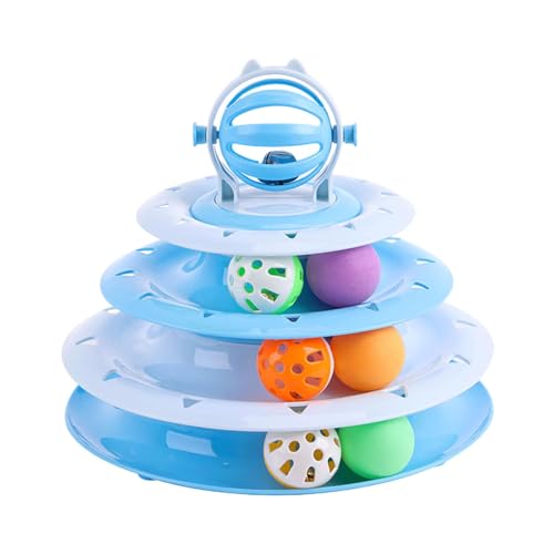 Riaisttd Interactive Cat Toy Ball, Pet Cat Turntable Ball, 4-Tier Tower Cat Toy, Fun Puzzle Kitten Toy, Indoor Outdoor Cat Exercise, Mental Physical Cat Toy, Cat Turntable Puzzle, Pet Cat Mental von Riaisttd