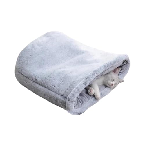 Riaisttd Plush Cat Sleeping Bag, Semi-Enclosed Warm Bed for Cats, Soft Indoor Leisure Mat and Warming Pad Sack for Autumn, Ideal for Bedroom and Study Room von Riaisttd