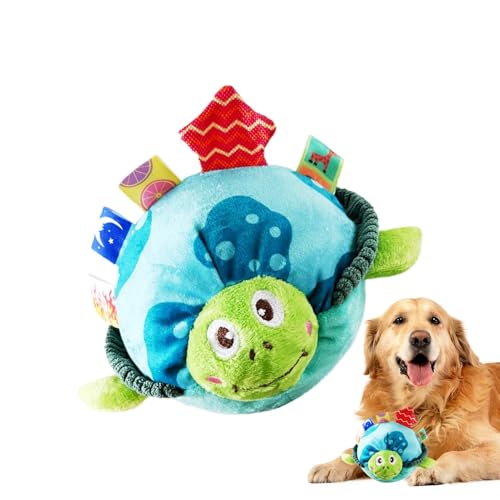 Riaisttd Tough Plush Squeaky Dog Toys, Interactive Teeth Chew Toys for Puppies, Cute Turtle Ball Shape for Small, Medium, Large Dogs, Durable Squeaker Pet Toy for Dogs Stuffs Accessories von Riaisttd