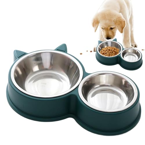 Stainless Steel Cat Bowls, Anti Slip Dog Bowls, Cat Ear Shape Feeder, Thickened Food Water Dish, Tipping Resistant Design, Cute Pet Supplies, Puppy Kitten Feeding, Home Use von Riaisttd