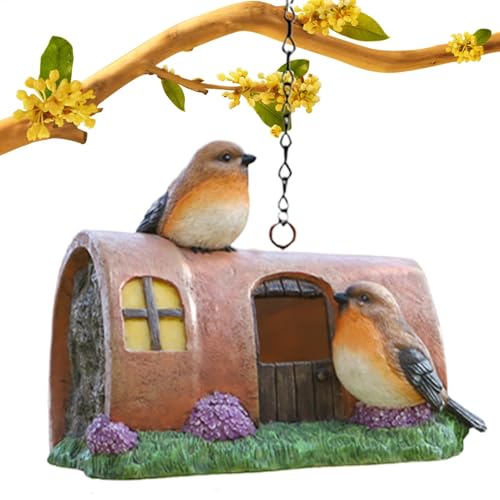 Vogelhäuser für den Außenbereich, Kunstharz-Vogelhaus, Vogel-Nistkasten, Vogelhaus für Kinder und Familie, dekoratives Vogelnest für draußen, Vogel-Nistkasten für Gärten, Vogelfutterhaus von Riaisttd