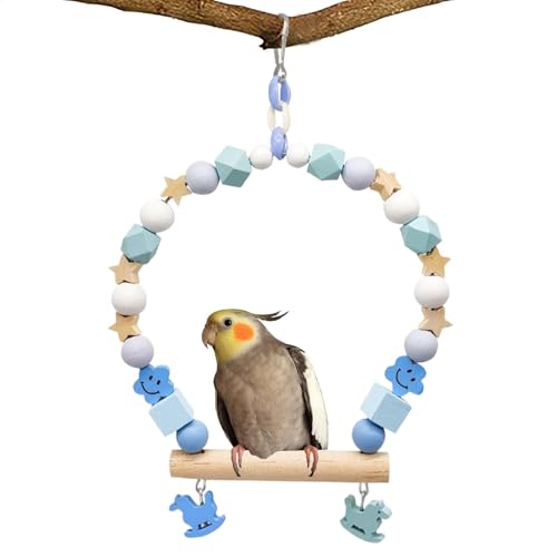 Wooden Bird Swing, Rocking Gym for Parrots, Parakeets, Cockatiels, Budgies, Interactive Bird Cage Toys, Chew Toys for Exercise and Entertainment Natural Bird Swing for Fun and Exercise von Riaisttd