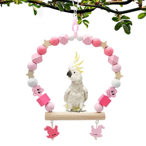 Wooden Bird Swing, Rocking Gym for Parrots, Parakeets, Cockatiels, Budgies, Interactive Bird Cage Toys, Chew Toys for Exercise and Entertainment Natural Bird Swing for Fun and Exercise von Riaisttd