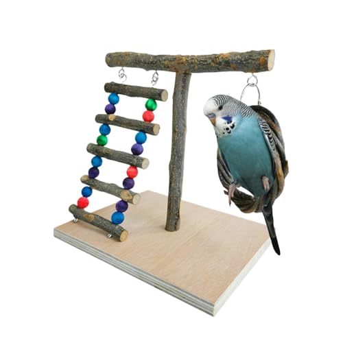 Wooden Cockatiel Playground, Parakeet Perches, Tabletop Parrot Perch Stand, Natural Wooden Branches, Ideal for Bird Cages, Fun & Interactive Plaything Time von Riaisttd