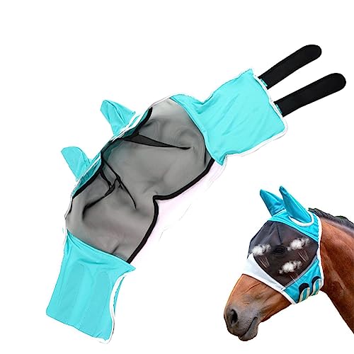 Rianpesn Pferde-Gesichtsbedeckungen fliegen | Professioneller Pferdefliegen-Gesichtsschutz - Verstellbarer Gesichtsschutz mit Ohrenschützern, Augenschutz für Pferde, maximaler Schutz, 3 Größen von Rianpesn